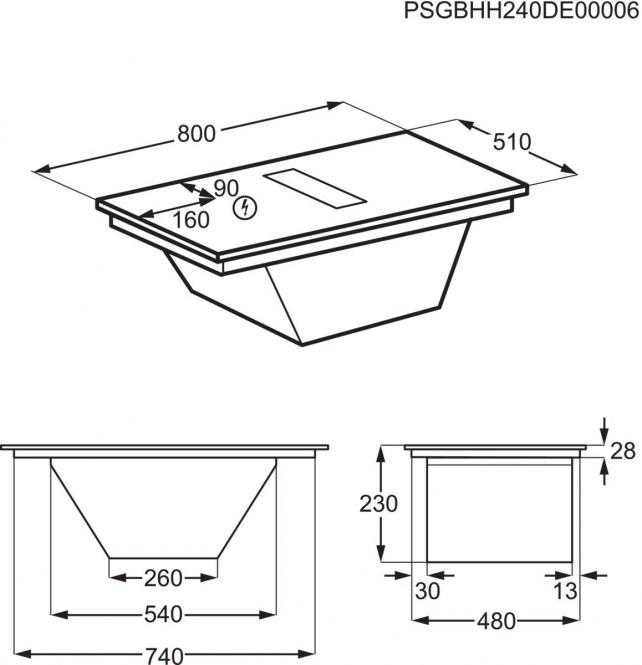 Įmontuojama indukcinė kaitlentė su gartraukiu viename Electrolux ECC83443CZ