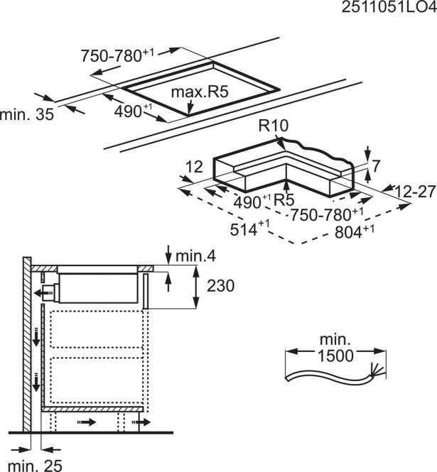 Įmontuojama indukcinė kaitlentė su gartraukiu viename Electrolux ECC83443CZ