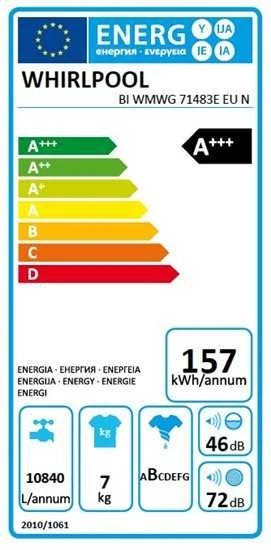 Įmontuojama skalbimo mašina Whirlpool BI WMWG 71483E EU N