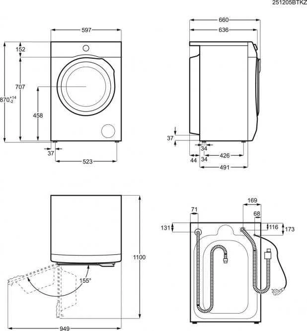 Skalbyklė - džiovyklė Electrolux EW9WN249W 9/6kg.