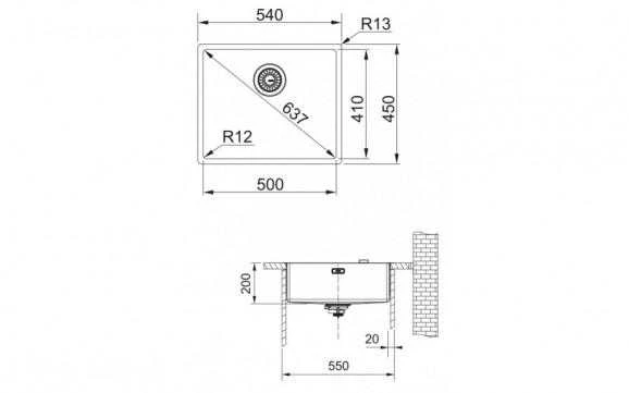 Plautuvė FRANKE BXX 210/110-50 su ventiliu, 127.0374.206