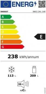 Šaldytuvas su šaldikliu apačioje Indesit INKS 1341 S4E