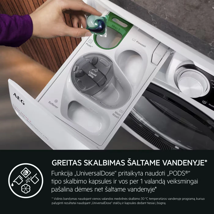 Skalbimo mašina AEG LFR83844VE, 8 kg, baltos spalvos