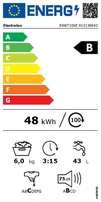 Skalbimo mašina Skalbyklė ELECTROLUX EW6T106E