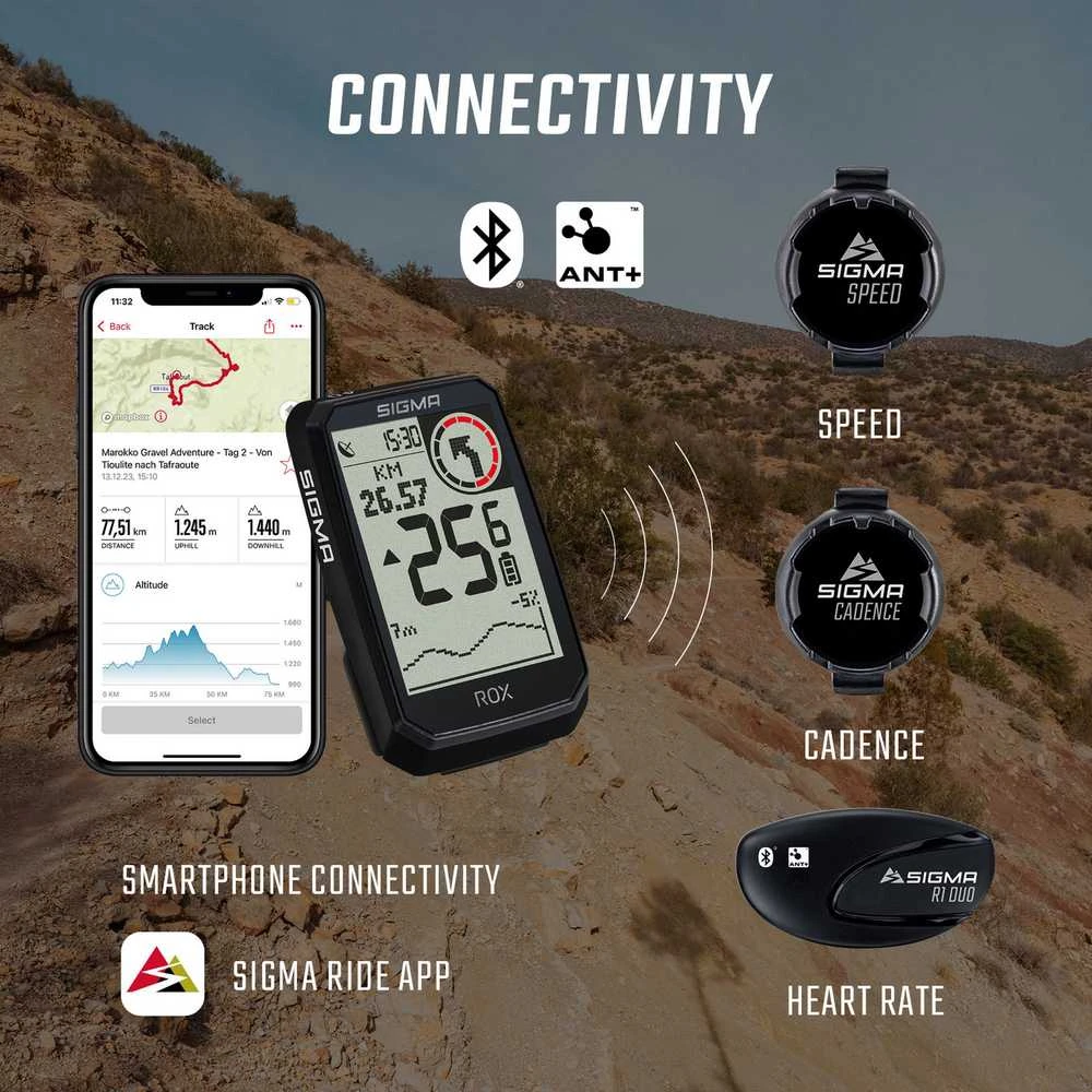 Dviračio kompiuteris SIGMA ROX 4.0 Endurance GPS Juodas Sensor Set