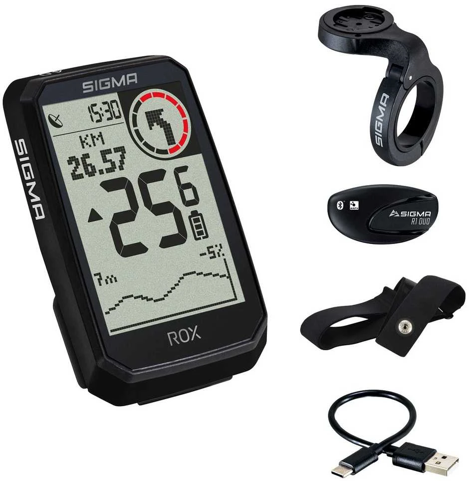 Dviračio kompiuteris SIGMA ROX 4.0 Endurance GPS Juodas HR Set