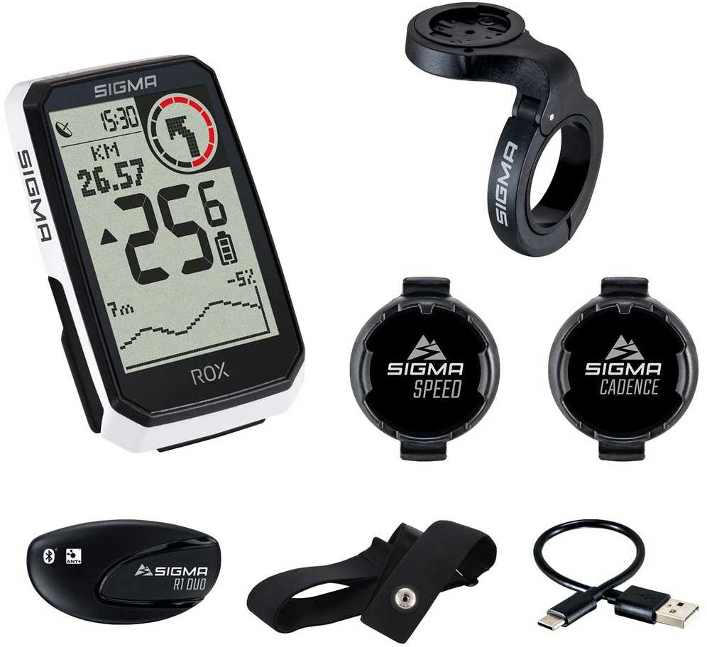 Dviračio kompiuteris SIGMA ROX 4.0 Endurance GPS Baltas Sensor Set