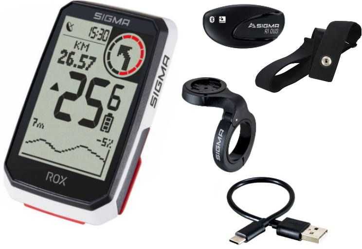 Dviračio kompiuteris SIGMA ROX 4.0 GPS Baltas HR Set