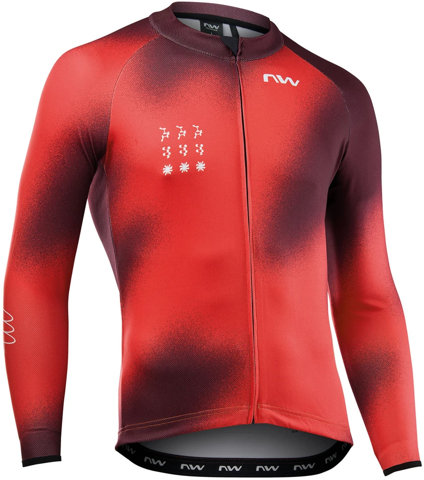 Dviratininko marškinėliai Northwave Blade L/S lava red-bordeaux-L