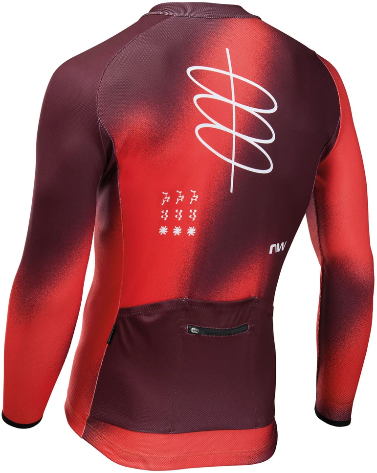 Dviratininko marškinėliai Northwave Blade L/S lava red-bordeaux-L