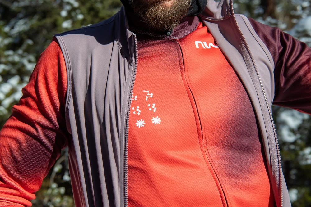 Dviratininko marškinėliai Northwave Blade L/S lava red-bordeaux-L