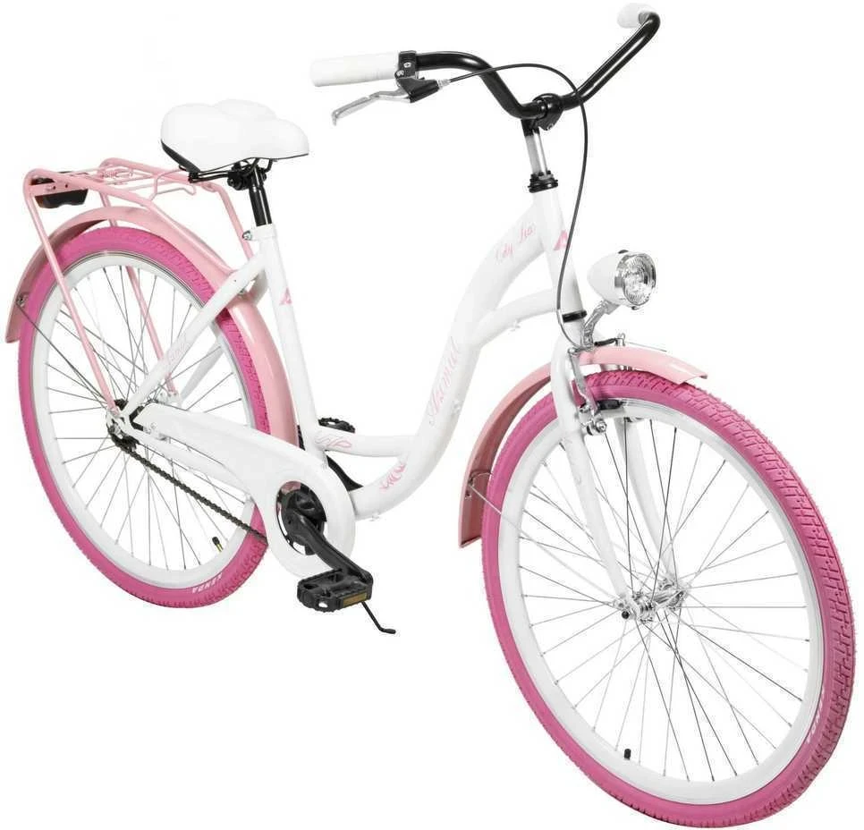 Dviratis AZIMUT City Lux 26" 2025 baltas-pink