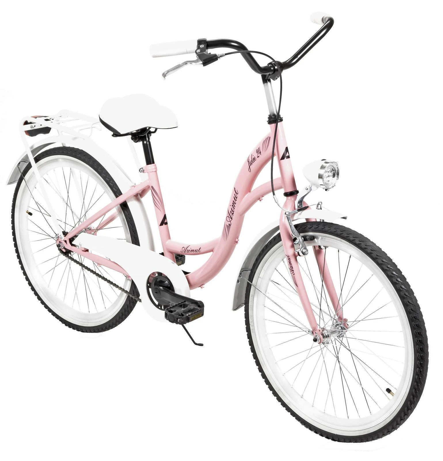 Dviratis AZIMUT Julie 24" 2025 pink-baltas
