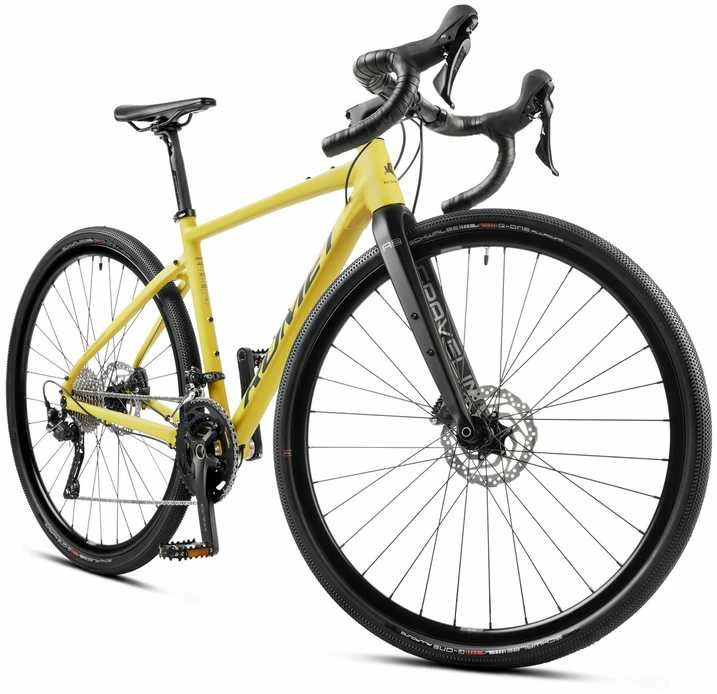 Dviratis Romet Aspre 2 2025 dark yellow-juodas-56 cm / XL (Dydis: 56 cm / XL)