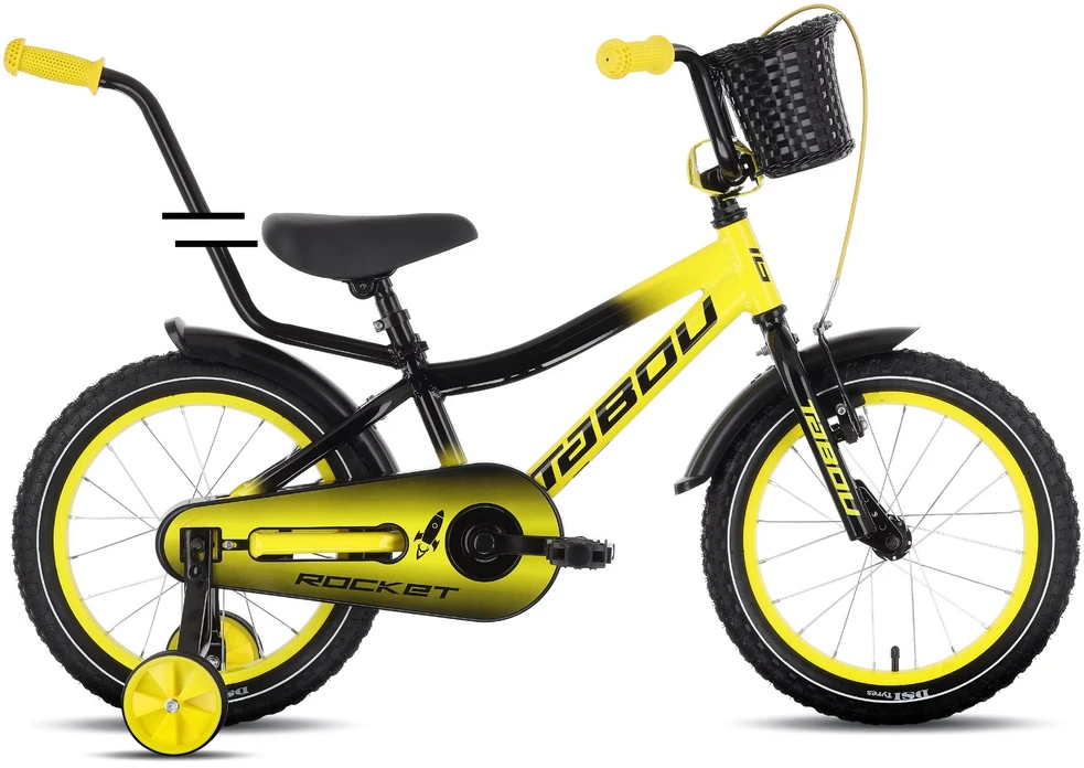 Dviratis Tabou Rocket Alu 16 juodas-yellow