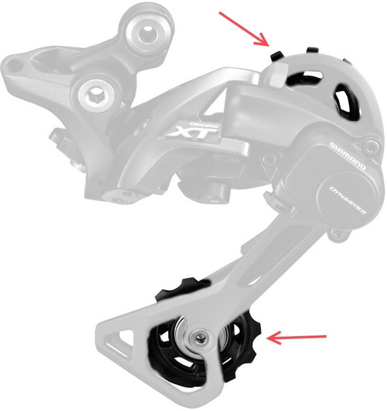 Galinio pavarų perjungėjo ratukų komplektas Shimano RD-M8000