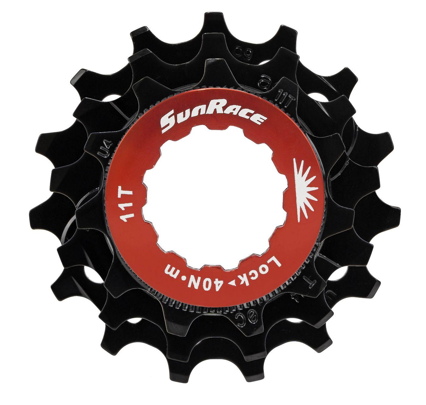 Galinių žvaigždučių komplektas SunRace SPCS10 11-13-15T 10-speed with lockring juodas
