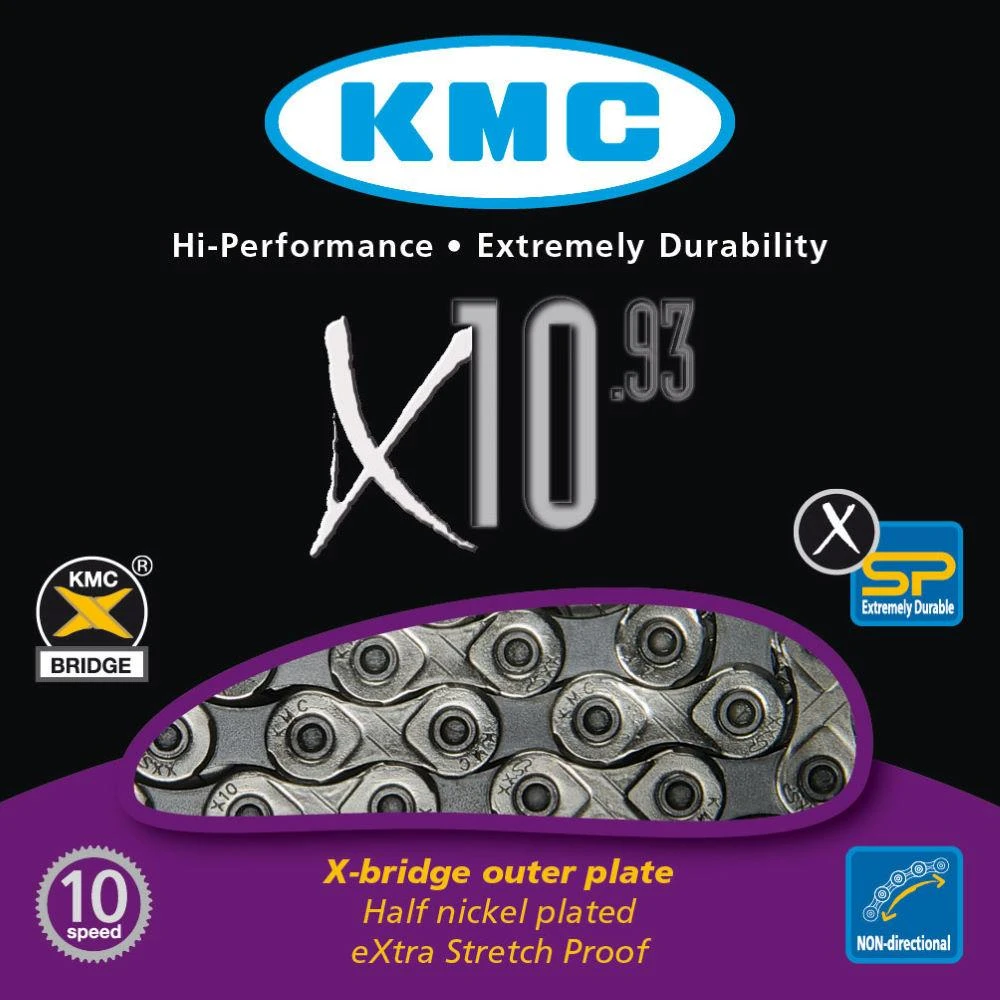 Grandinė KMC X10 Sidabrinis/Juodas 10-speed 114-links