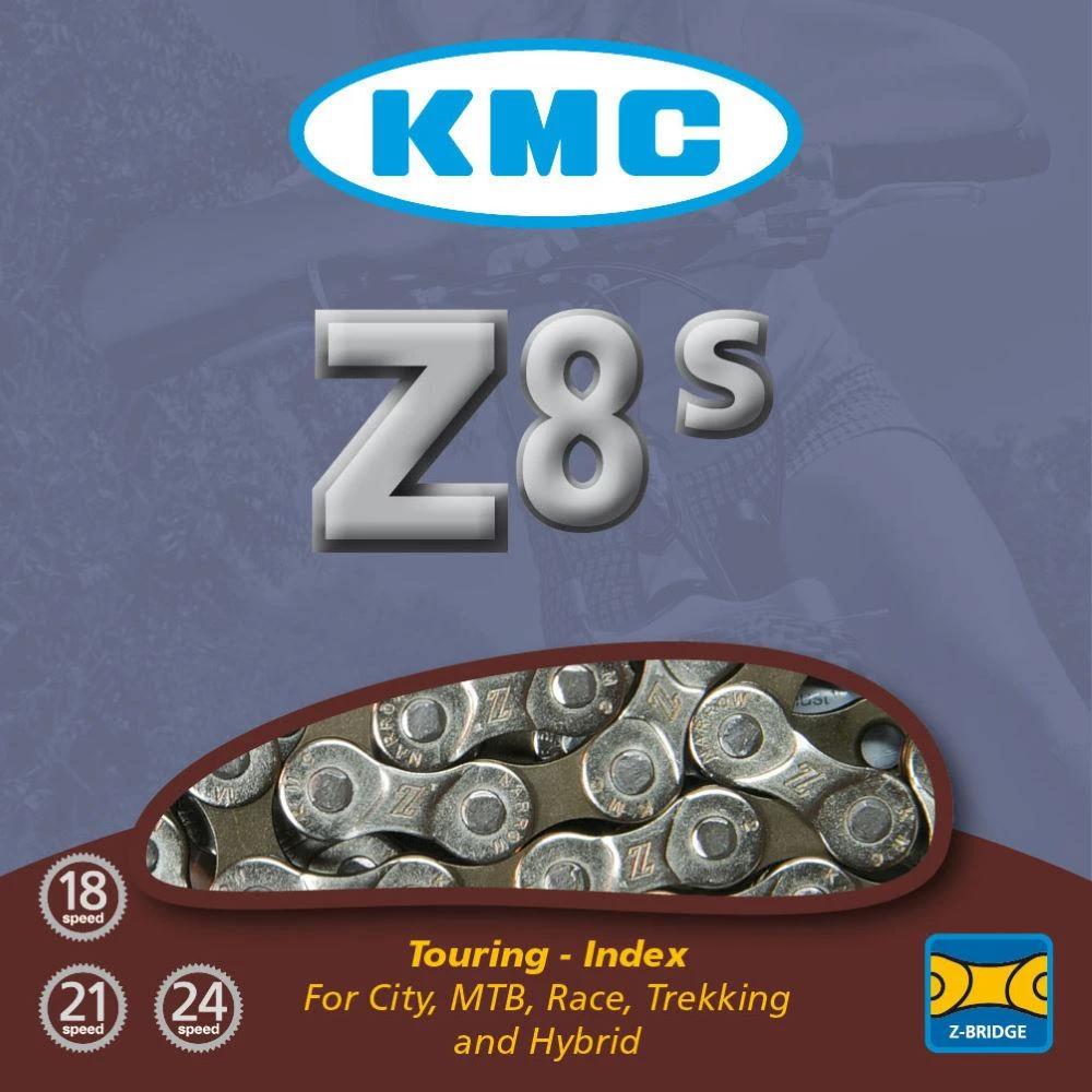 Grandinė KMC Z8.3 Sidabrinis/Pilkas 7.3mm 8 greičių 114 jungtys