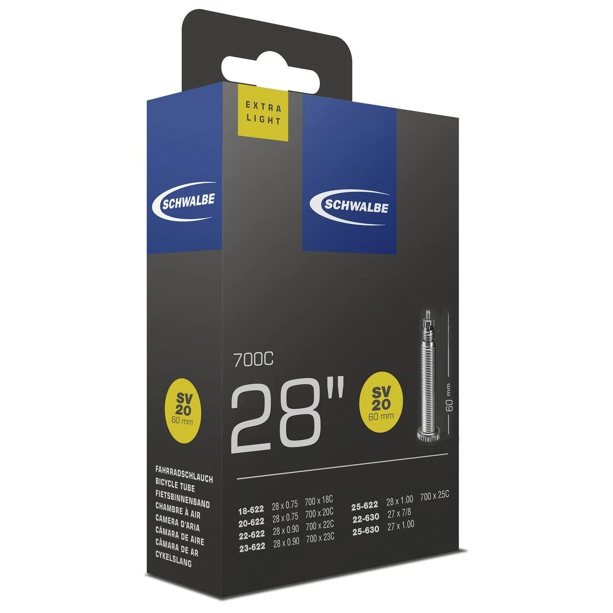 Kamera 28/27" Schwalbe SV20 ExtraLight Long (18/25-622)