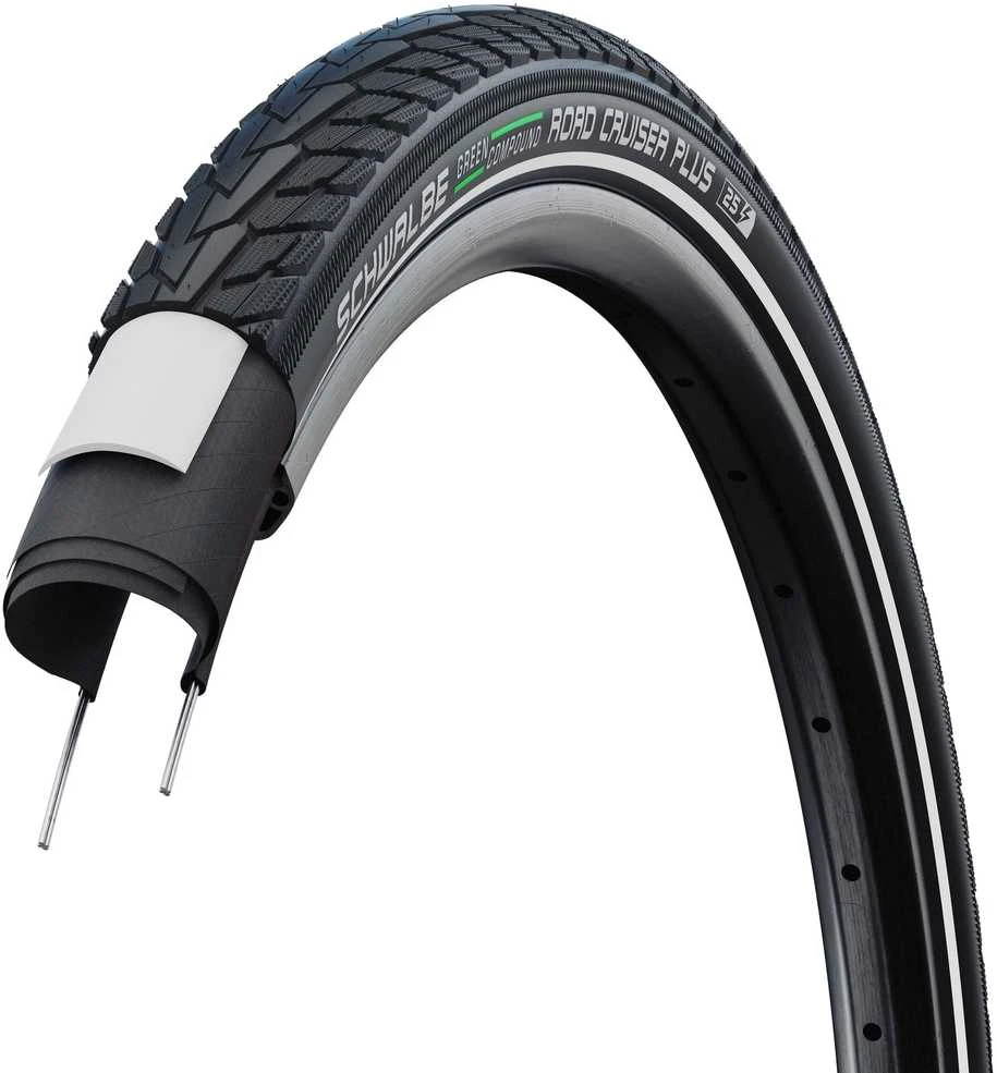 Dviratis 28" Schwalbe Road Cruiser Plus HS 484 Active Wired 37-622 / 28x1.40 GreenCompound Reflex