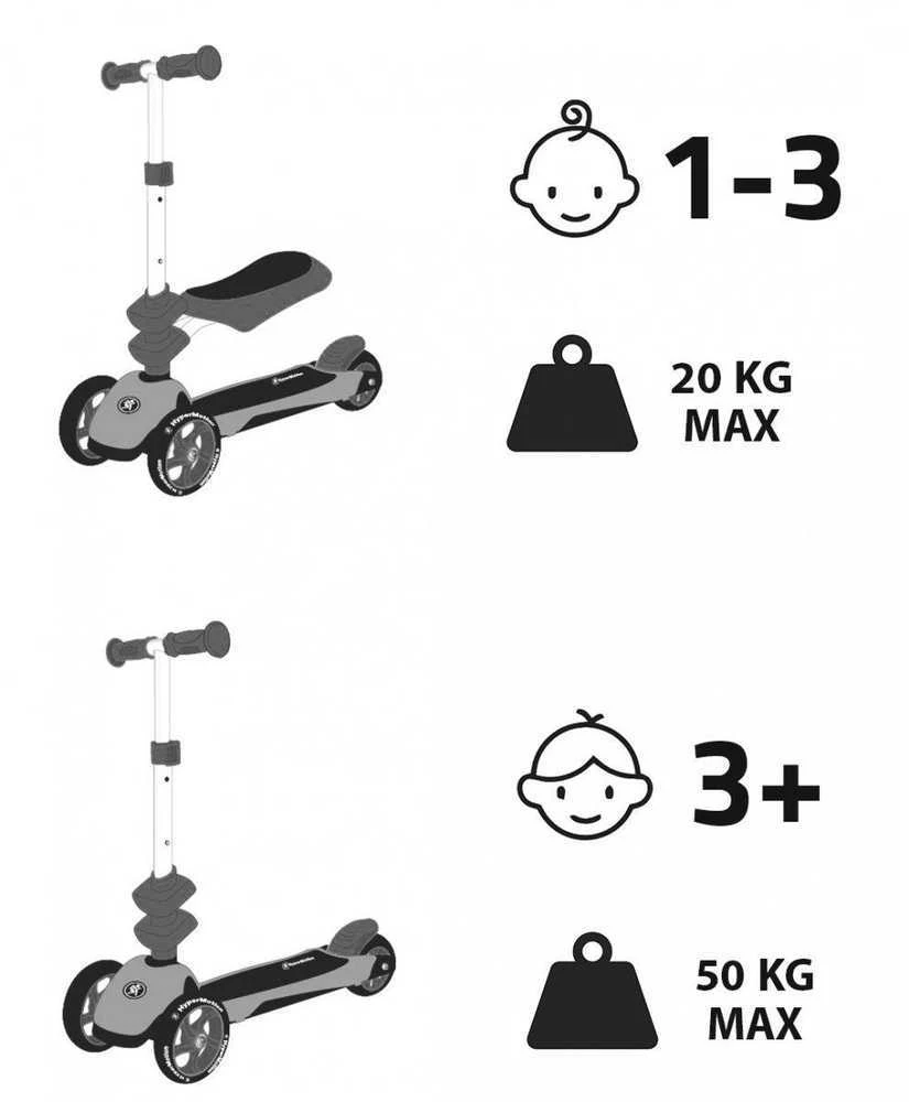 Paspirtukas HyperMotion 3in1 mėlynas
