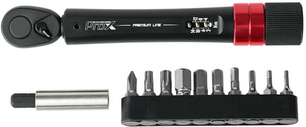 Raktų komplektas ProX Premium Line with dynamometer 2-14Nm 12-parts juodas