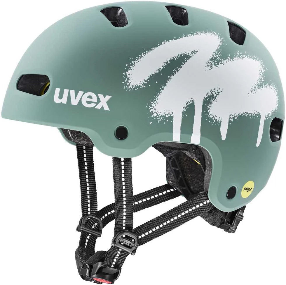 Šalmas Uvex kid 4 style MIPS spray sage žalias matt-55-58CM