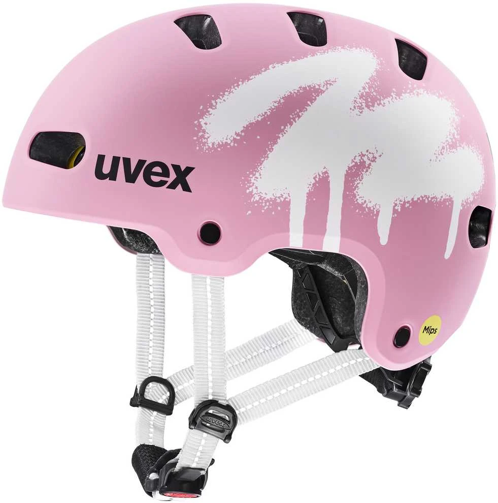 Šalmas Uvex kid 4 style MIPS purškiamas braškių spalvos matinis-51-55CM