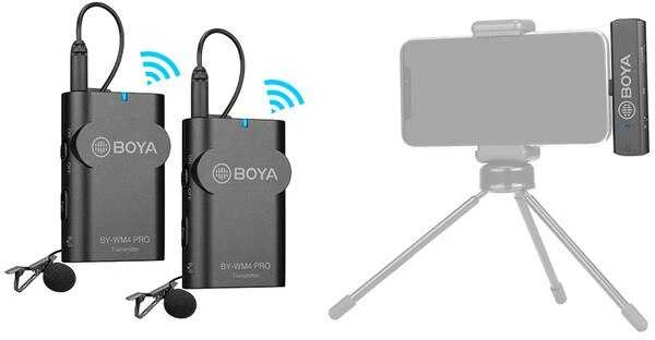 „BOYA BY-WM4 Pro-K4“, bevielio mikrofono sistema, skirta „iOS“ įrenginiams, 2,4 GHz, juoda / BOYA10162