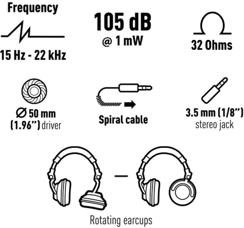 Ausinės - Hercules HDP DJ60 Vielinės Juodos