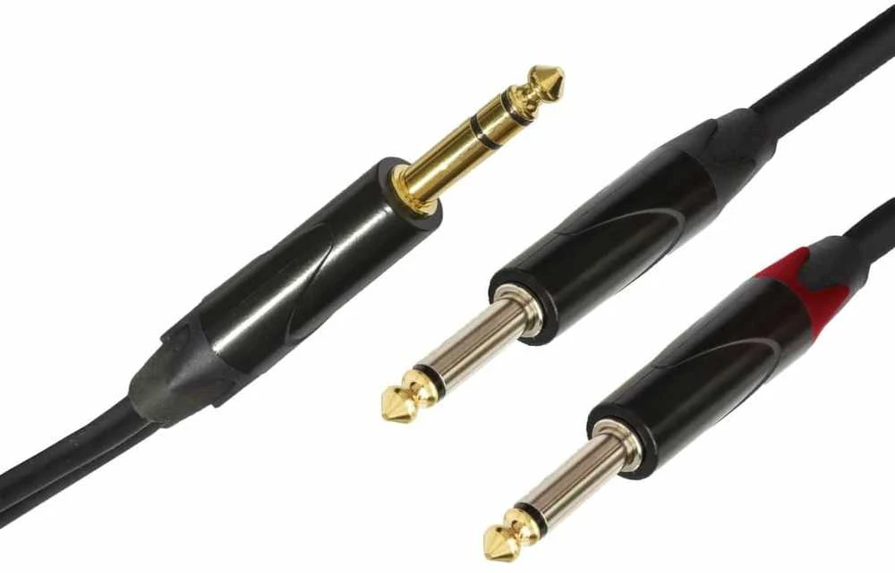 Garso kabelis 6.35 mm TRS į 2x TS