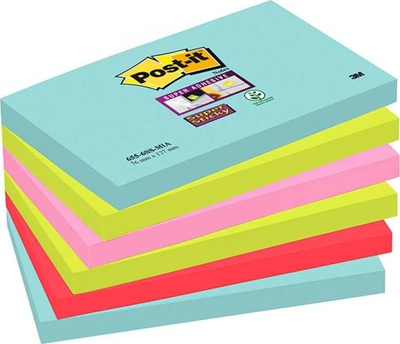 3M Post-it Super-Sticky žinučių žymos 76 x 127 mm