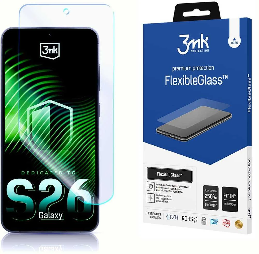 3MK „FlexibleGlass Hybrid Glass“ dėklas „Samsung Galaxy S26“