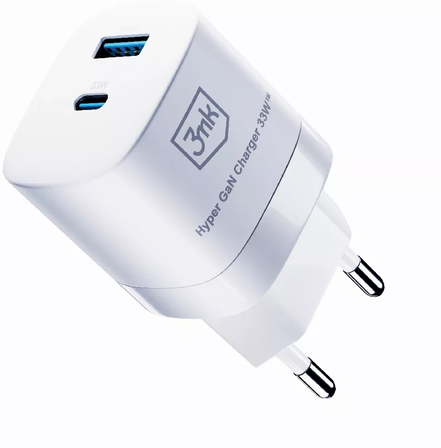 Įkroviklis 3mk Hyper GaN Charger 33W 1xUSB-C + 1xUSB-A baltas