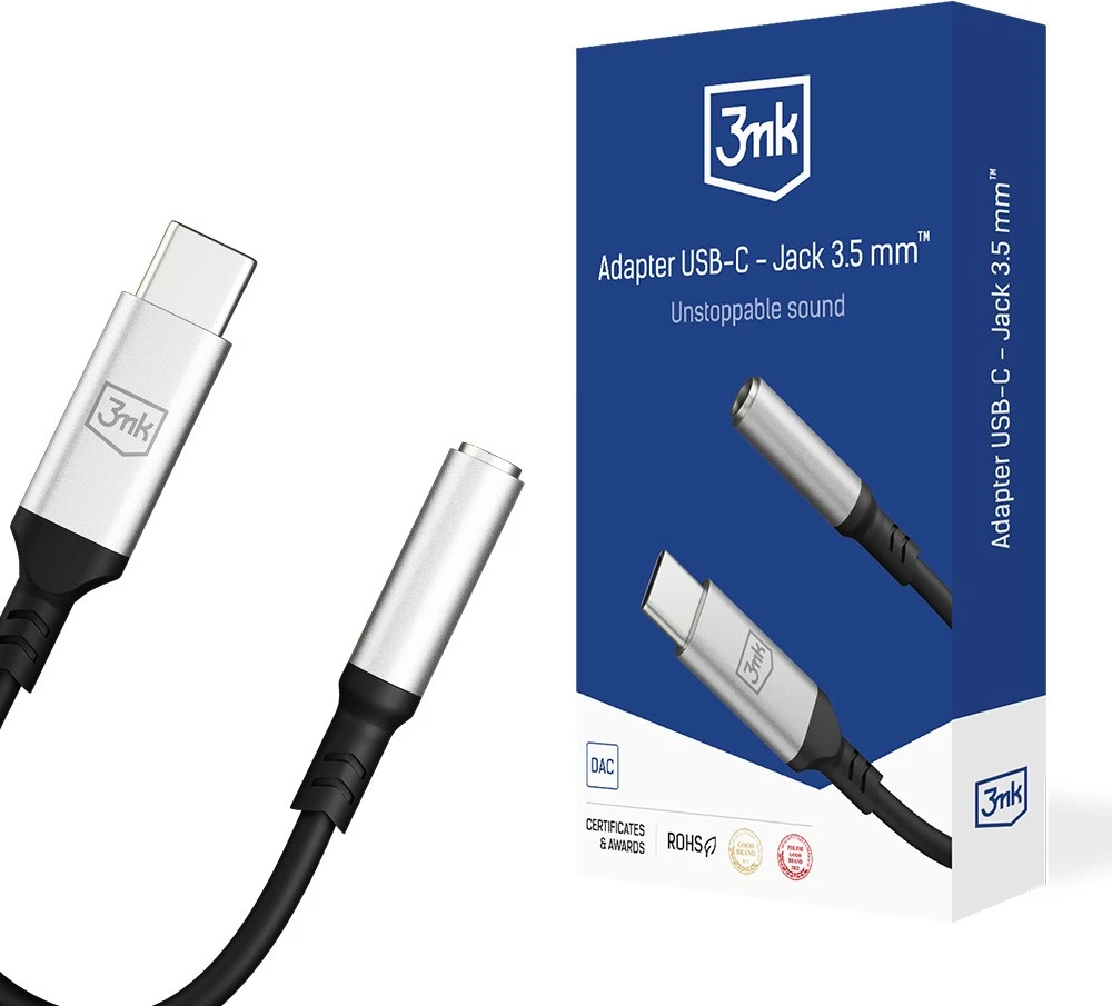 Adapteris 3mk Adapteris USB-C iki 3,5 mm