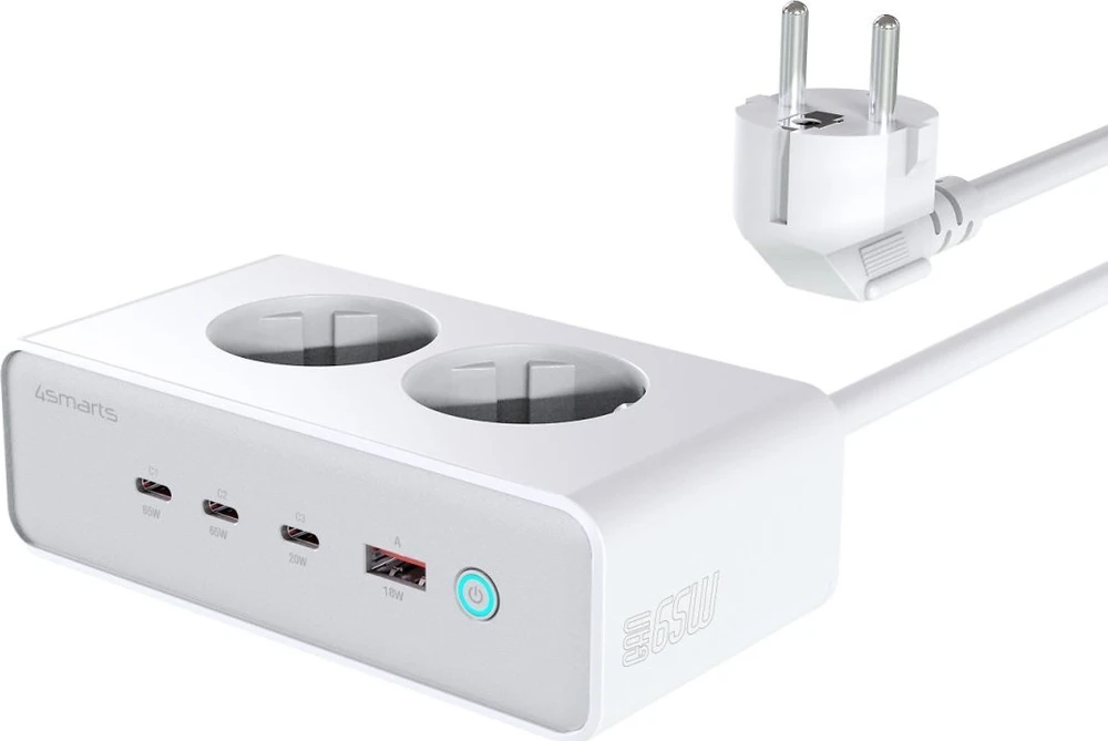 4smarts 6in1 65W GaN baltas prailgintuvas