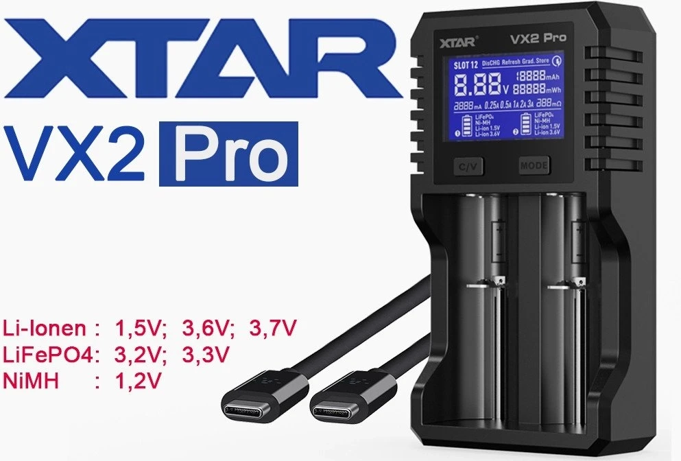 18650 akumuliatorių kroviklis XTAR VX2 PRO KT