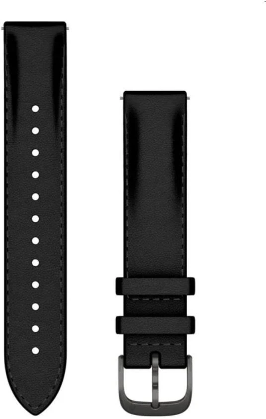 Garmin Acc, 18mm Band, Juodas Leather + Brushed Slate, WW/APAC