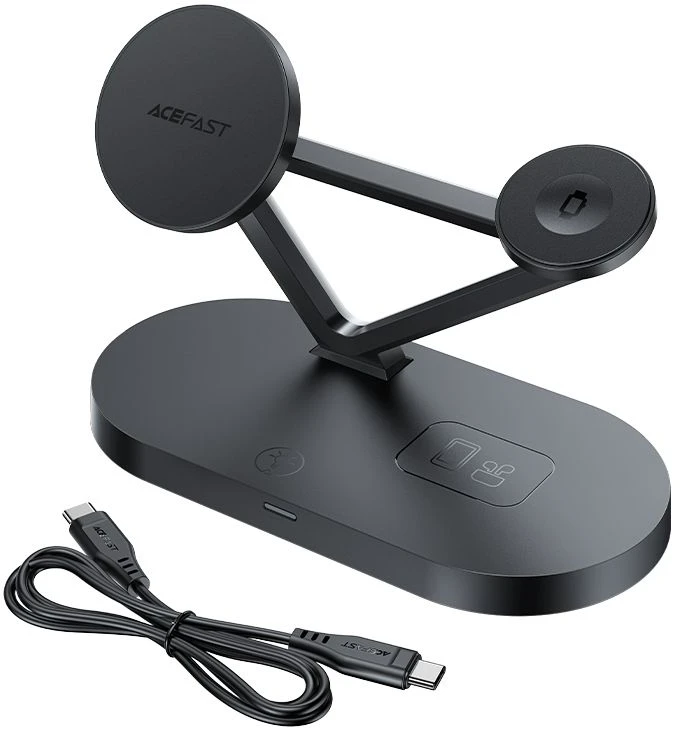 Qi 3in1 belaidis įkroviklis Acefast E9 15W, MagSafe (juodas)