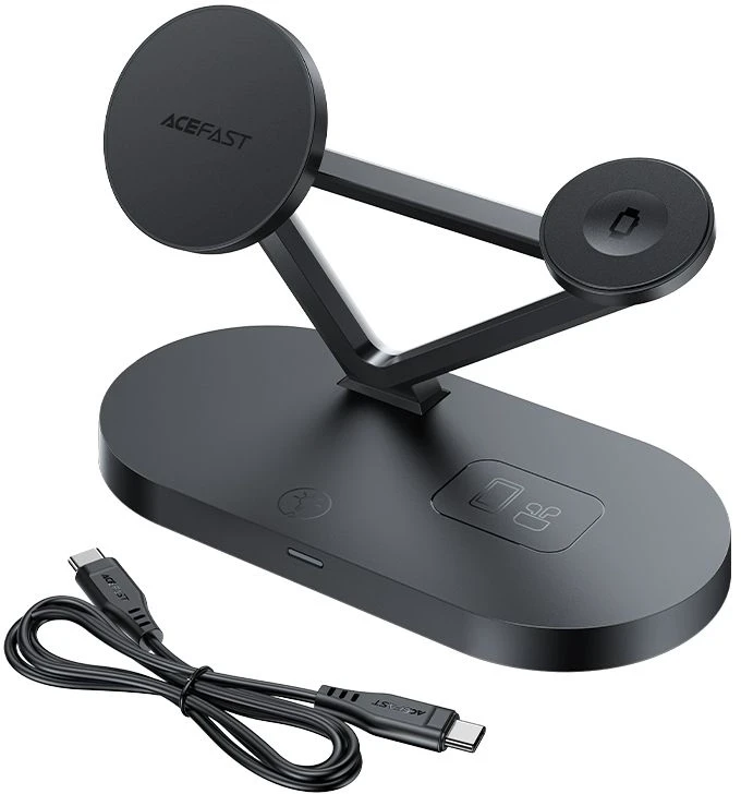 Qi 3in1 belaidis įkroviklis Acefast E9 15W, MagSafe (juodas)