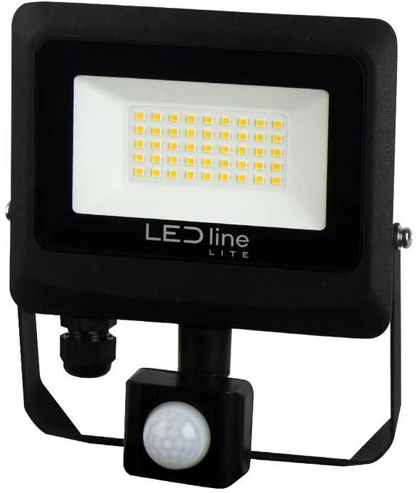 ActiveJet Lauko šviestuvas su judesio davikliu LED 30W neutraliai balta 230Vac, 3000lm, IP65, juodas, PHOTON, LED LINE