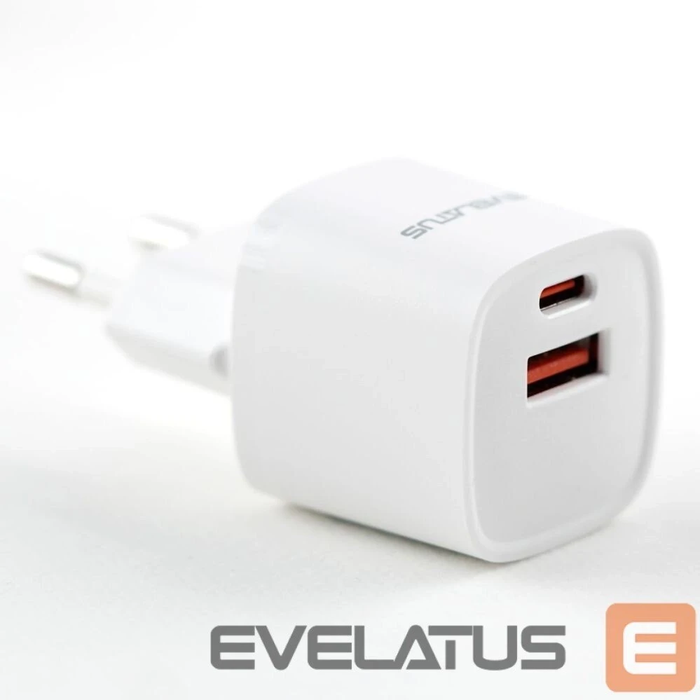 Evelatus Premium 35W Dual-Port USB-C + USB-A ātrā lādētājs Balts