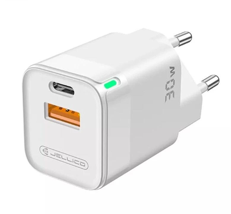 Jellico C44 Mini PD 30W QC 3.0 Smart Adaptīvs ātrais lādētājs ar 1x USB-C (5-20V) / USB 3A Balts