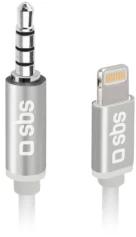 Kabelis USB SBS Mobile SBS TEADAPTIPJACK35W, 3.5mm, Male, Lightning, Male, 1 m, Baltas
