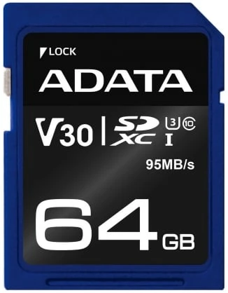 Atminties kortelė A-DATA Premier Pro SDXC, UHS-I U3 Class 10, 64GB, mėlyna / ADATA-338