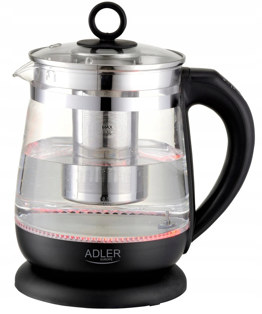 Adler | Virdulys | AD 1299 | Electric | 2200 W | 1.5 L | Glass | 360° rotational base | Juodas