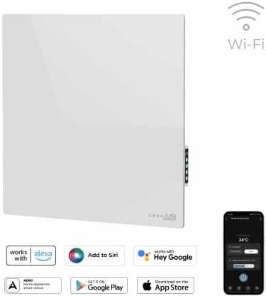 AENO GH11S Premium Eco Smart Quadro Wall Heater, 500W, EU Plug (E/F), Baltas