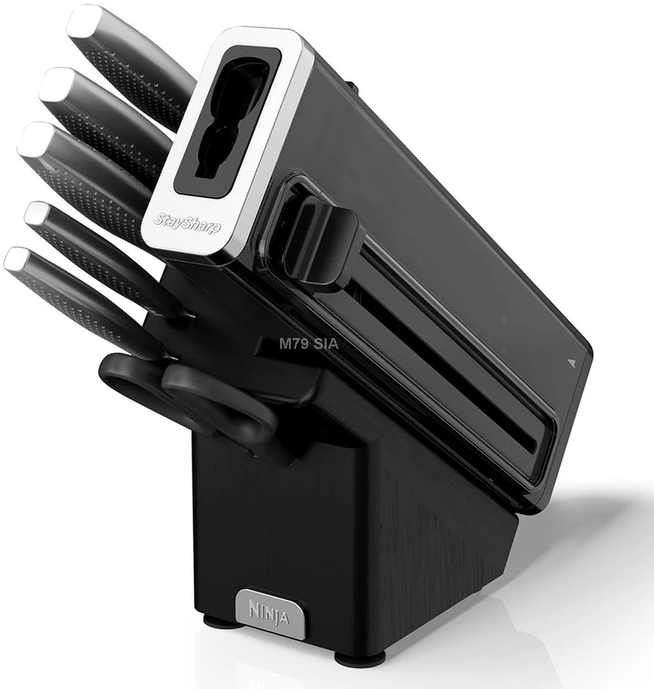 Ninja StaySharp nerūdijančio plieno 6 dalių peilių rinkinys su mediniu bloku – K62006EUUK