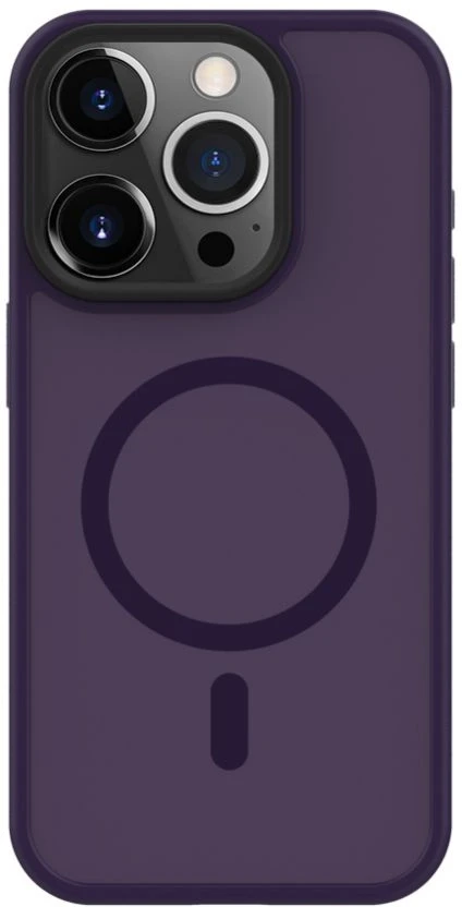 Dėklas Connect hibrīdais magnētiskais apvalks iPhone 14 Pro Max PC + TPU divu slāņu MagSafe saderīgs triecienizturīgs dizains dziļi purpursarkans